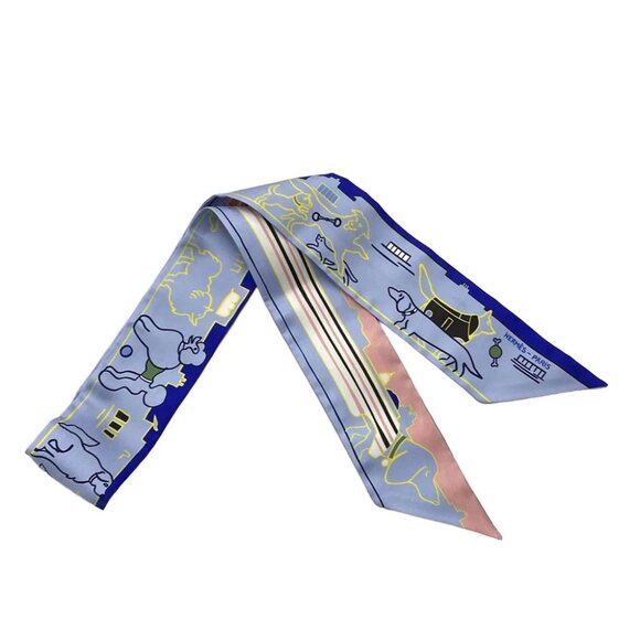 Auth HERMES Twilly Light Blue Pink Multi - Scarf - Picture 1 of 6